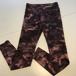 Athleta Girl Pink and Black Patterned Leggings